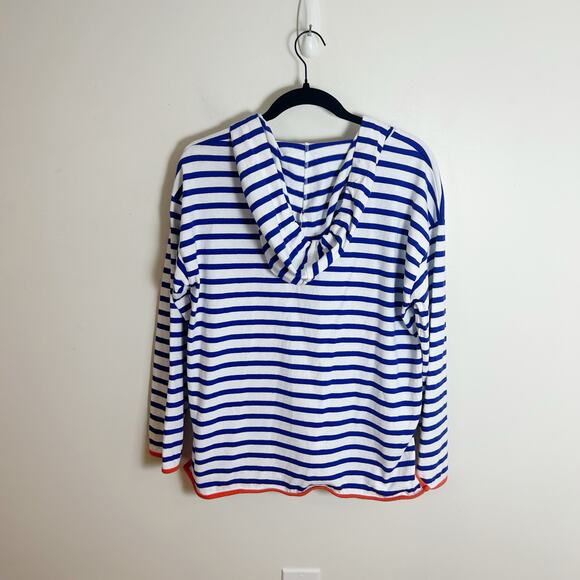 J. Crew Tipped Hoodie Striped Mariner Cloth Size M Blue - Picture 3 of 8